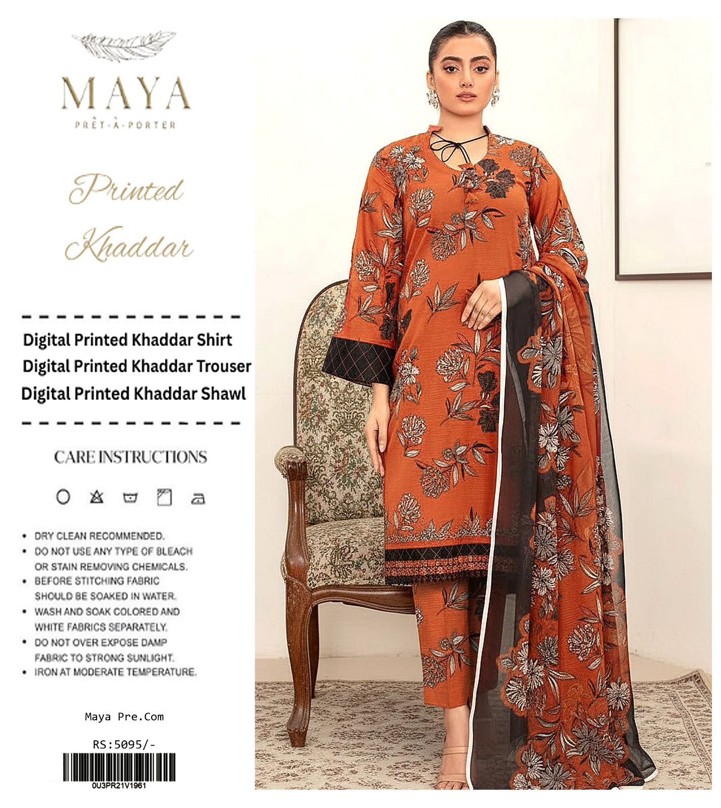 MAYA KHADDAR THREE PIECE