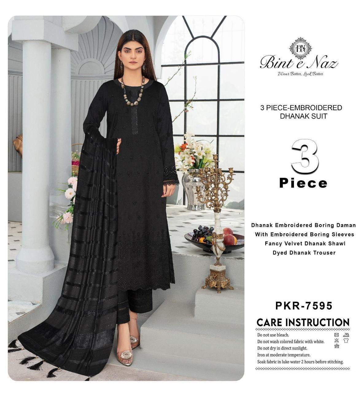 EMBROIDERY DHANAK DAMAN THREE PIECE