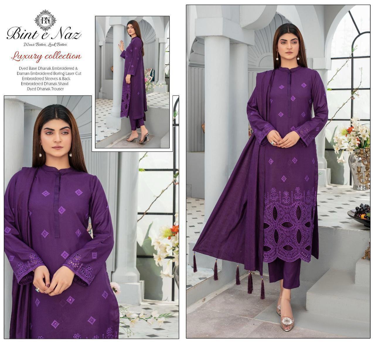 EMBROIDERY DHANAK DAMAN THREE PIECE