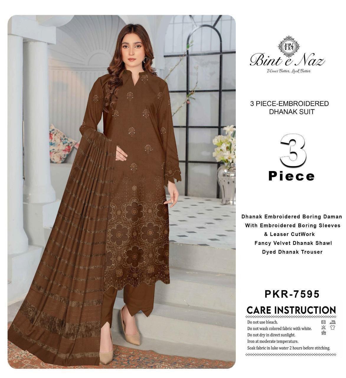 EMBROIDERY DHANAK DAMAN THREE PIECE