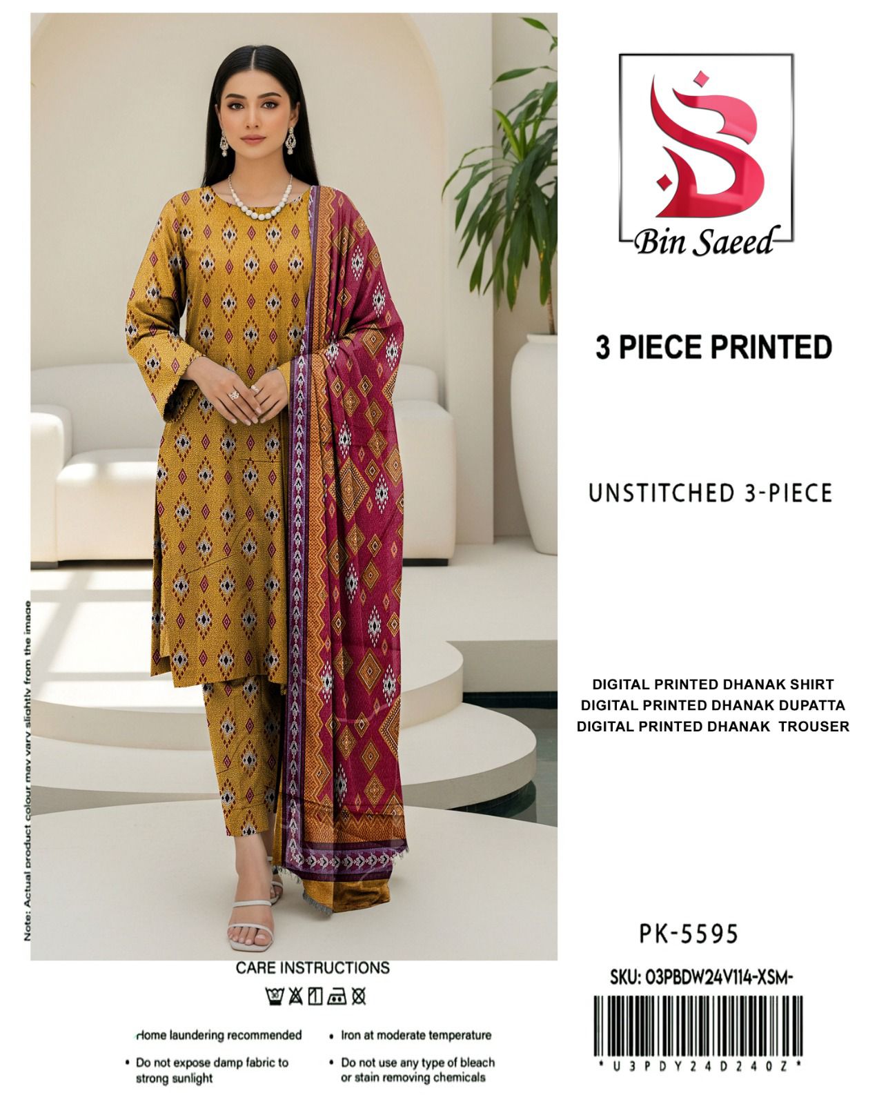 BIN SAEED DHANAK THREE PIECE