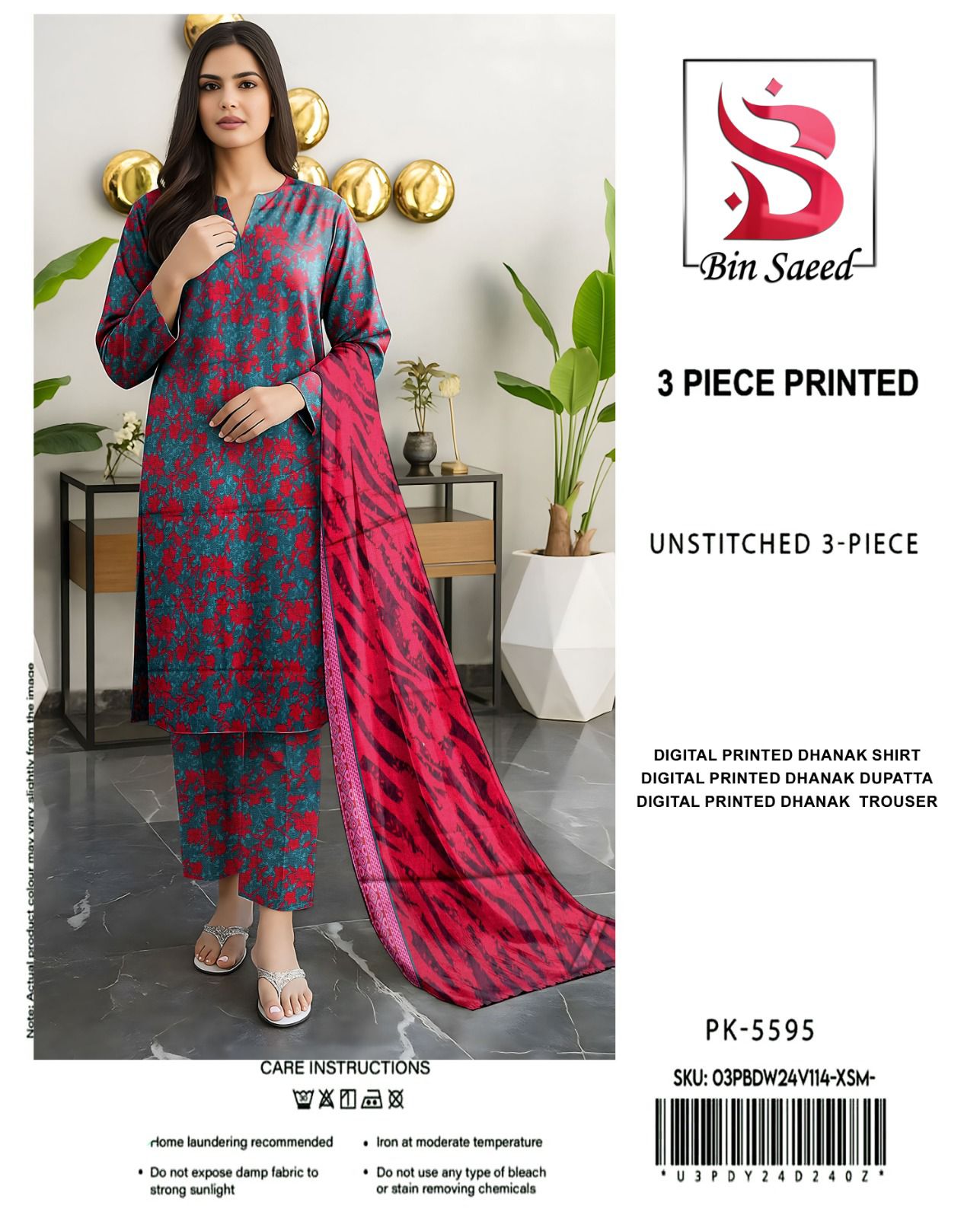 BIN SAEED DHANAK THREE PIECE