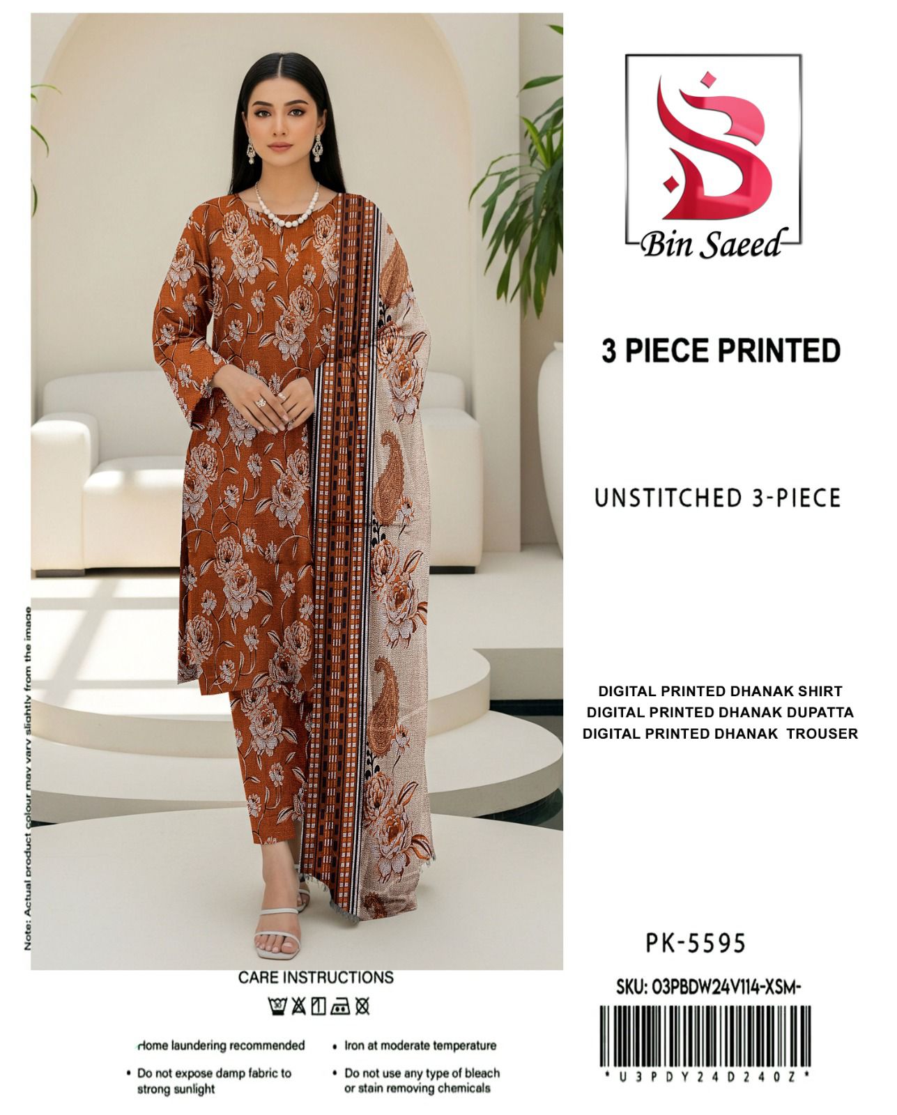 BIN SAEED DHANAK THREE PIECE