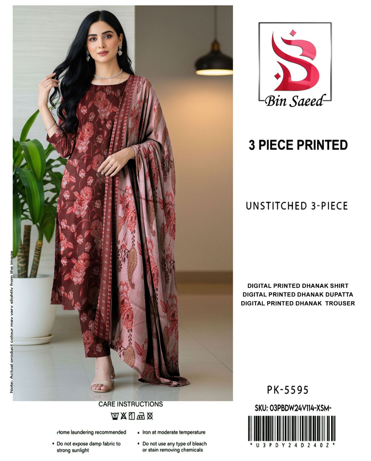 BIN SAEED DHANAK THREE PIECE