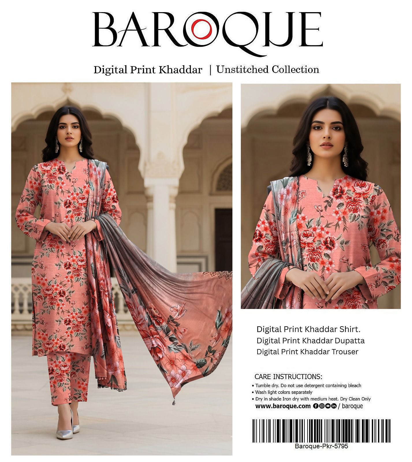 BAROQUE KHADDAR THREE PIECE