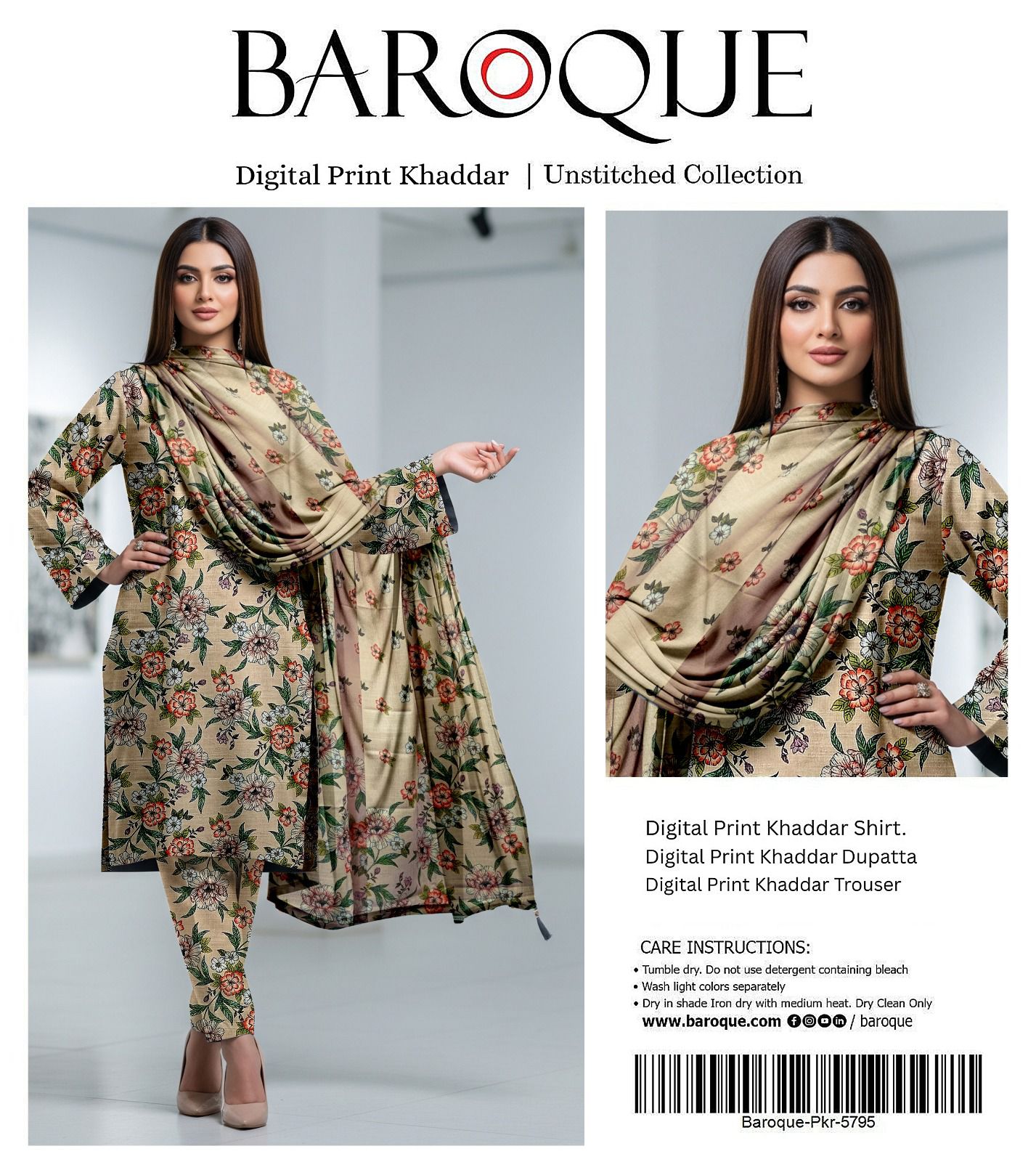 BAROQUE KHADDAR THREE PIECE