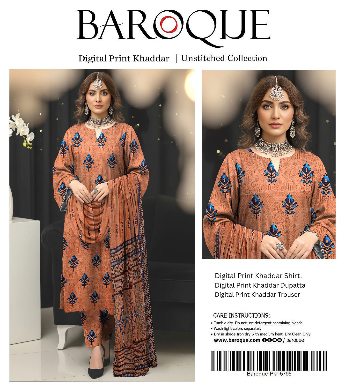 BAROQUE KHADDAR THREE PIECE