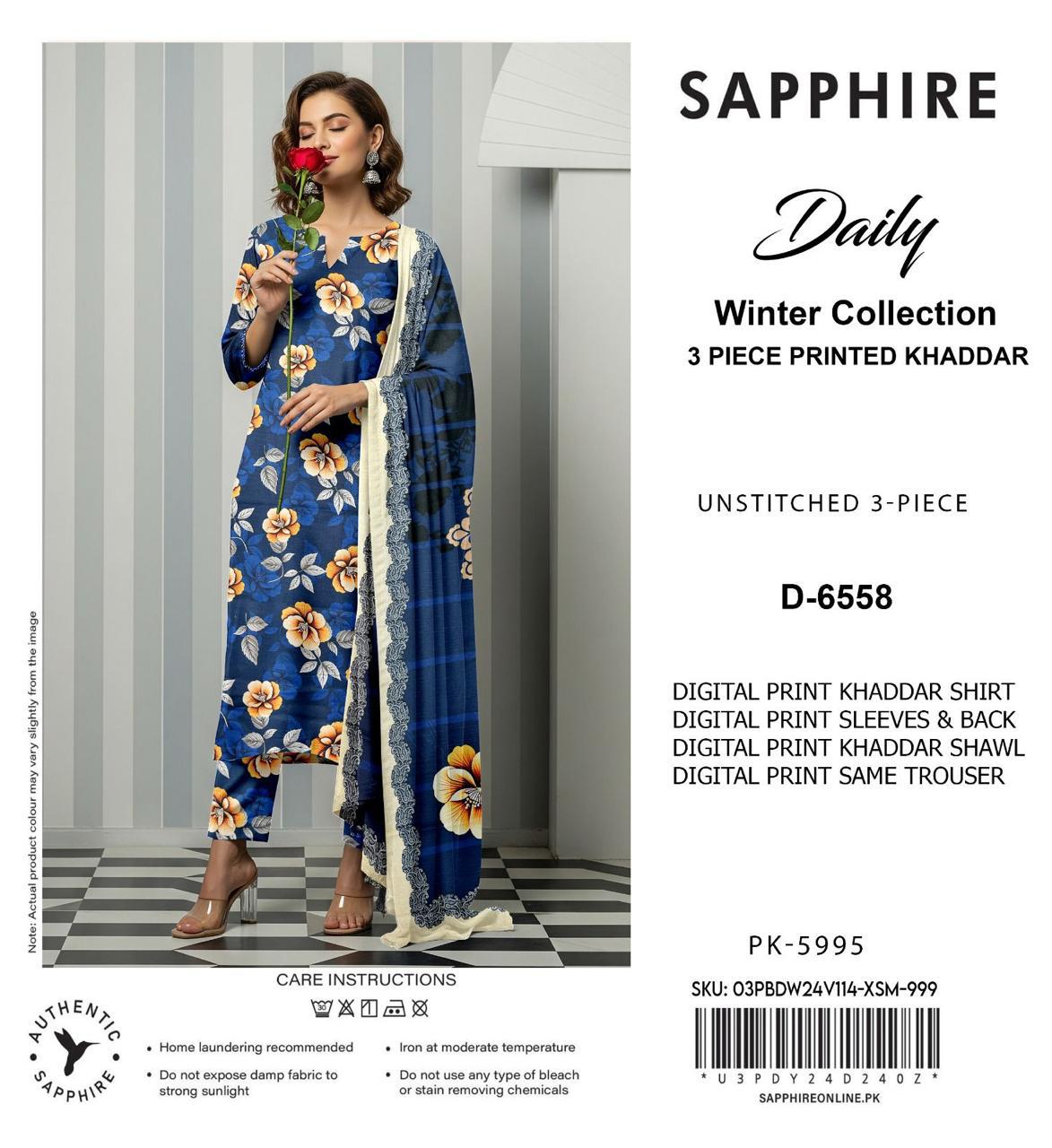 SAPPHIRE KHADDAR THREE PIECE