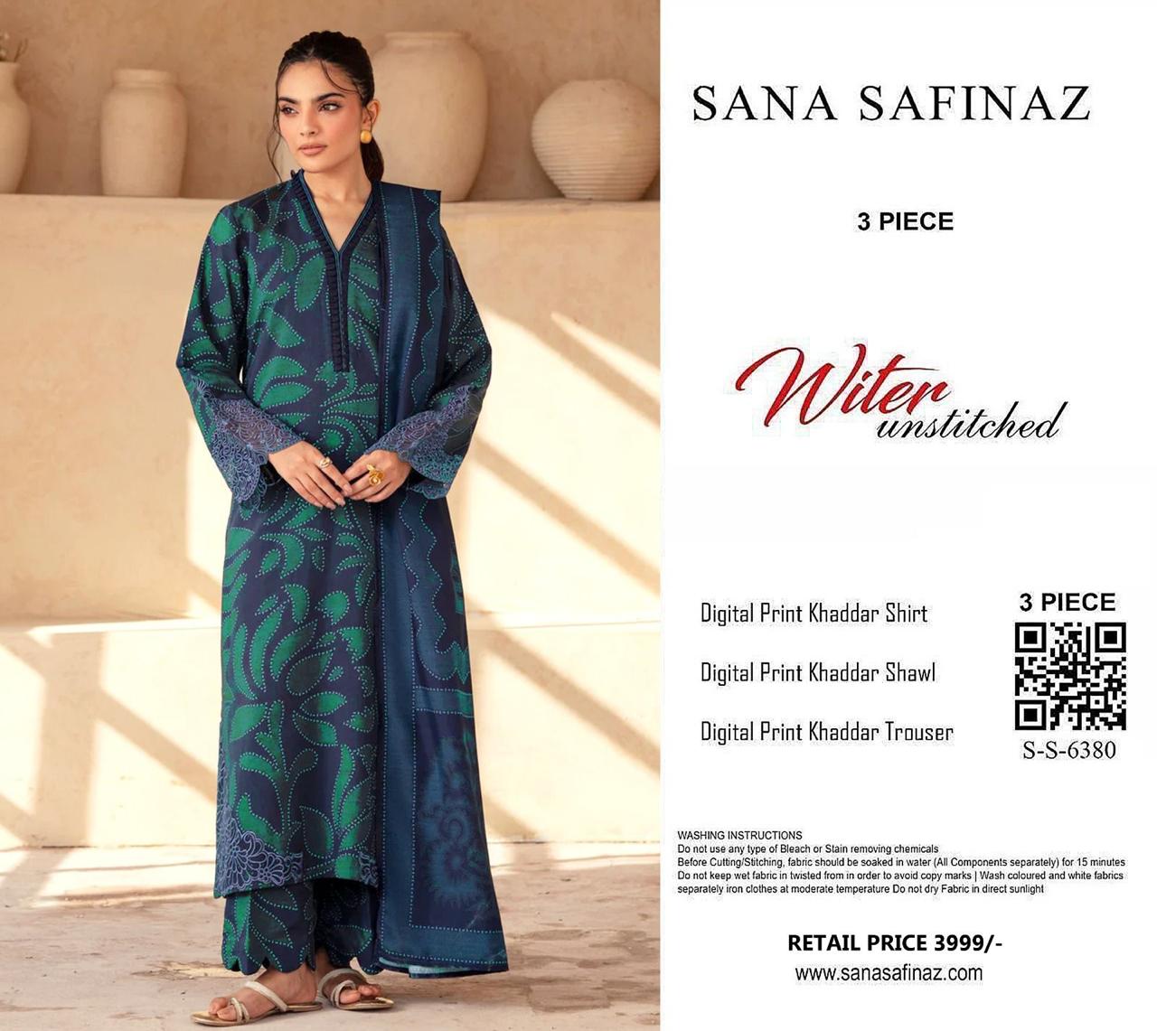 SANA SAFINA KHADDAR THREE PIECE