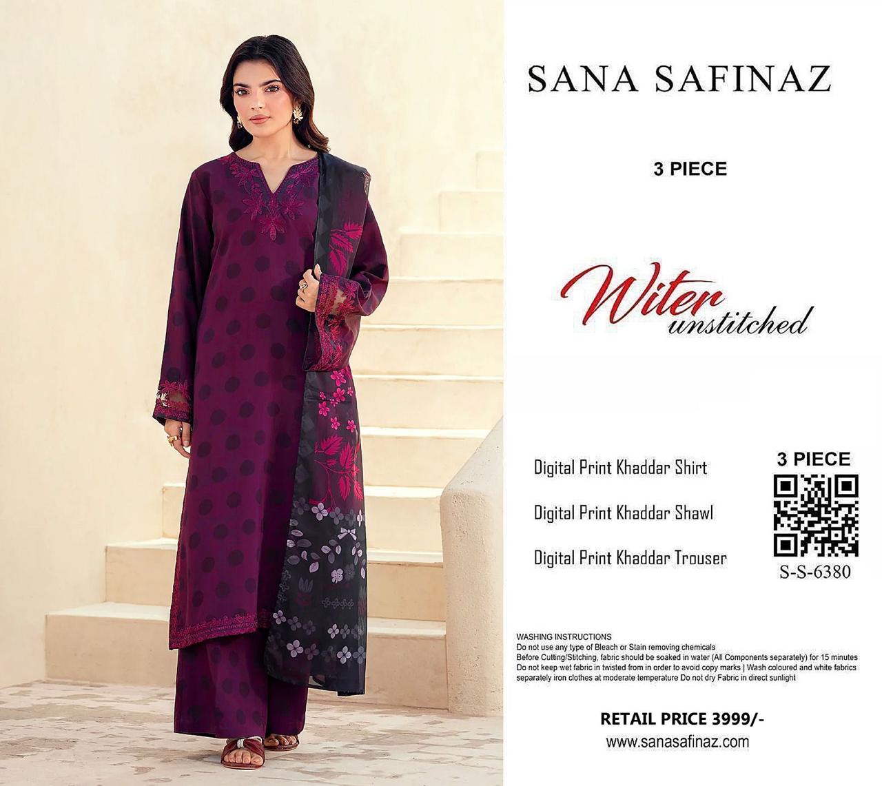 SANA SAFINA KHADDAR THREE PIECE