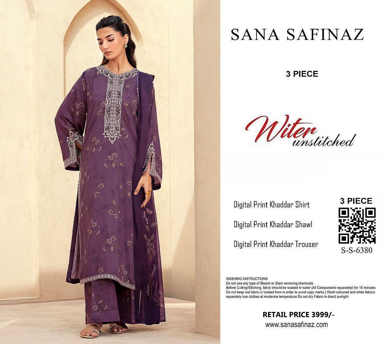 SANA SAFINA KHADDAR THREE PIECE