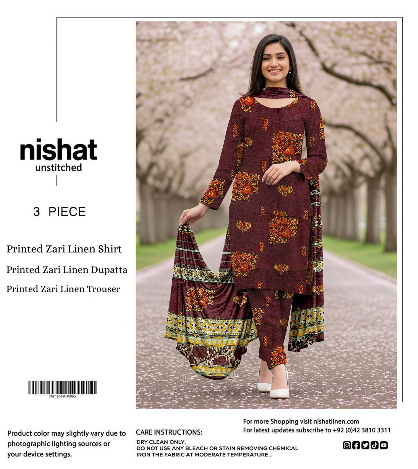 NISHAT ZARI LINEN THREE PIECE