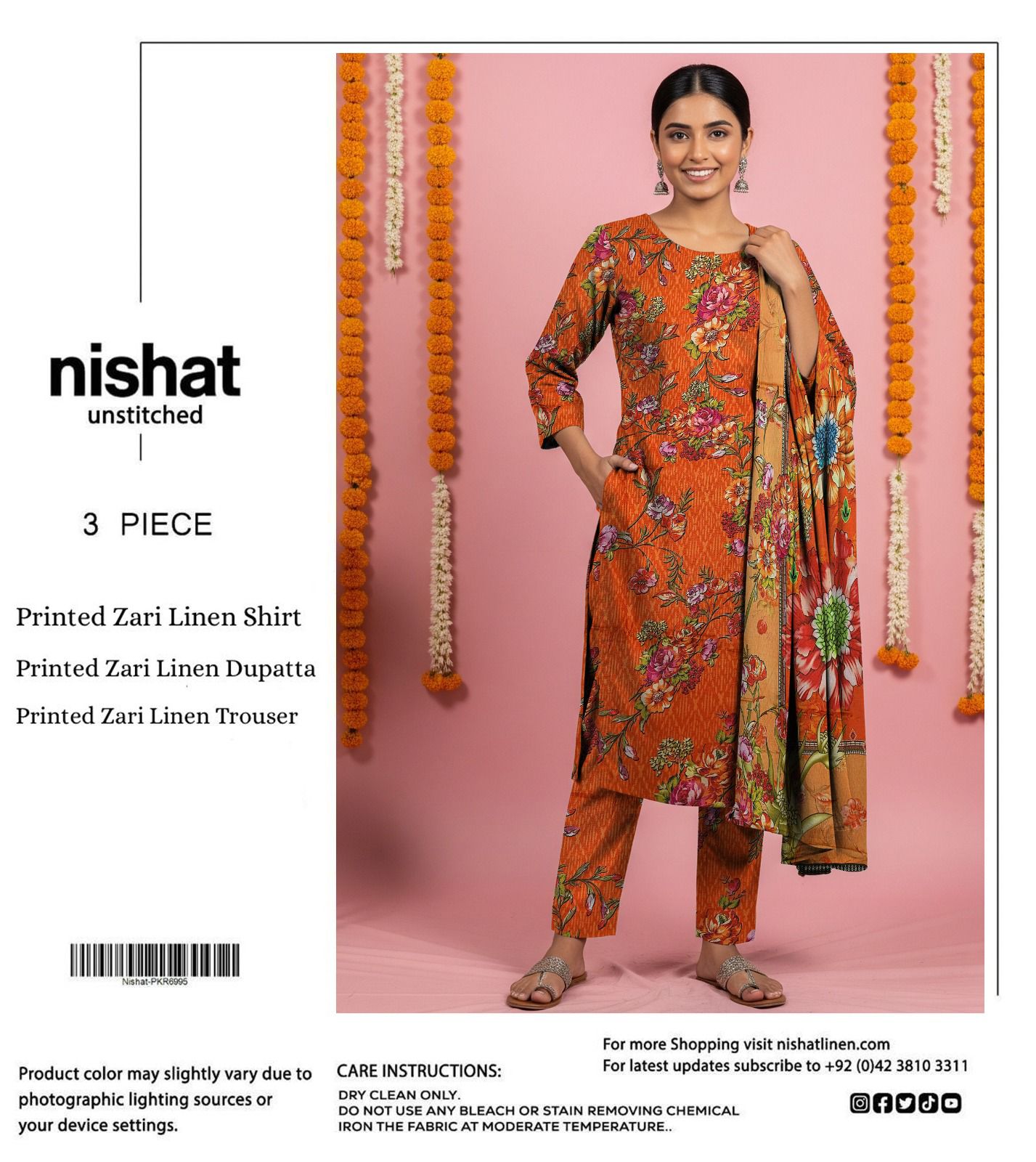 NISHAT ZARI LINEN THREE PIECE
