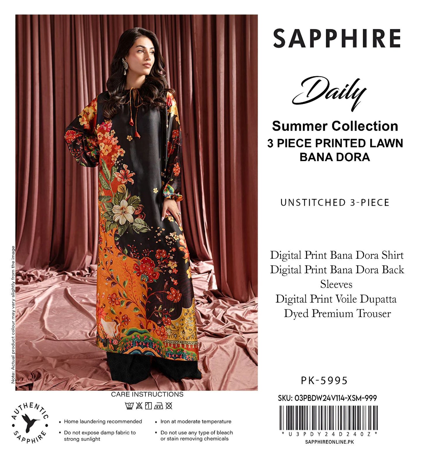 3 PIECE - SAPPHIRE DORYA LAWN THREE PIECE