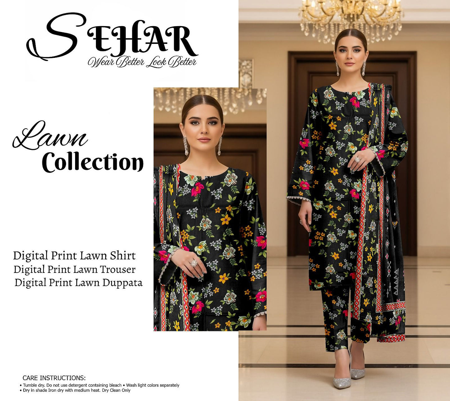 SAHAR DIGITAL LAWN THREE PIECE