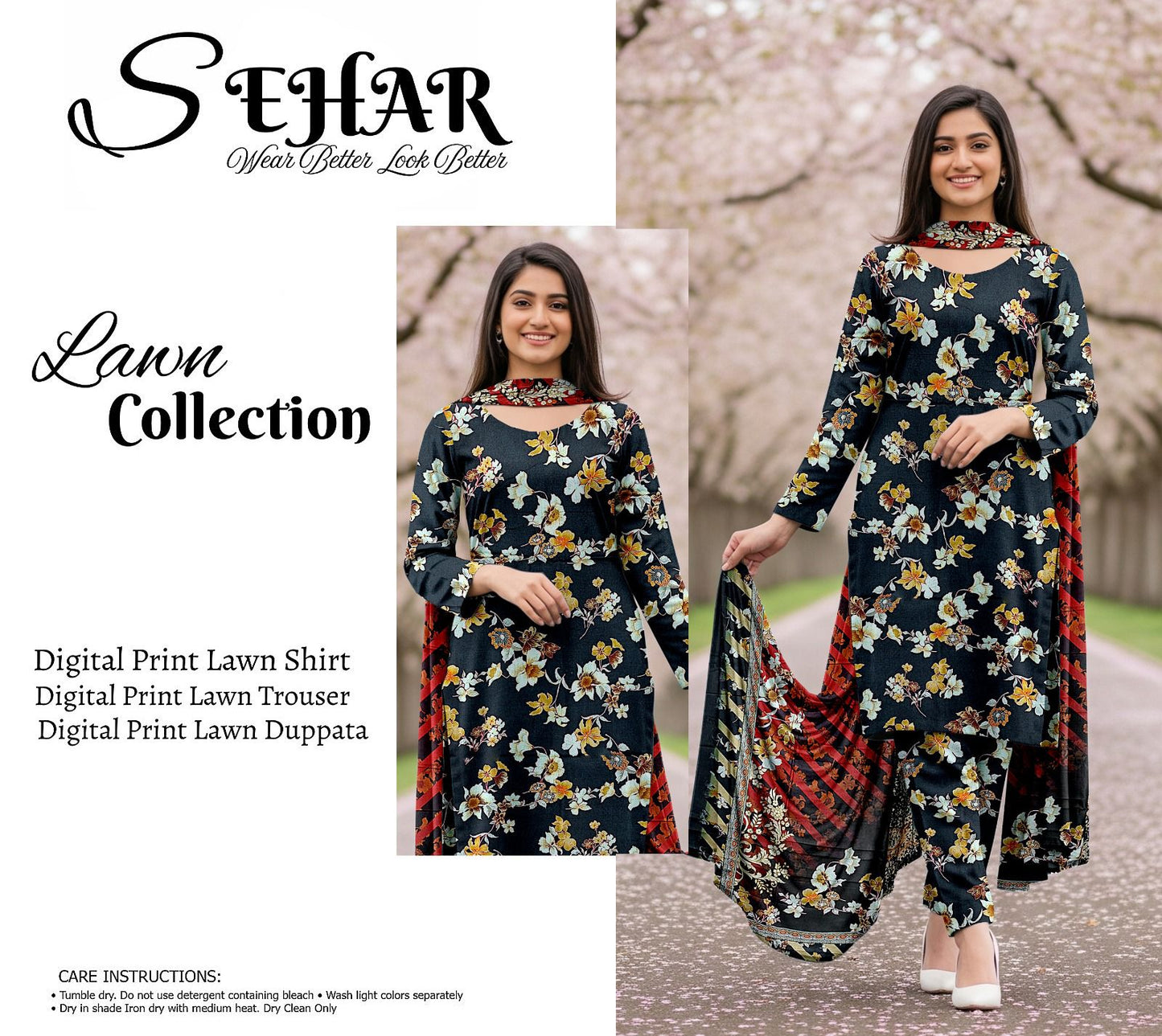 SAHAR DIGITAL LAWN THREE PIECE
