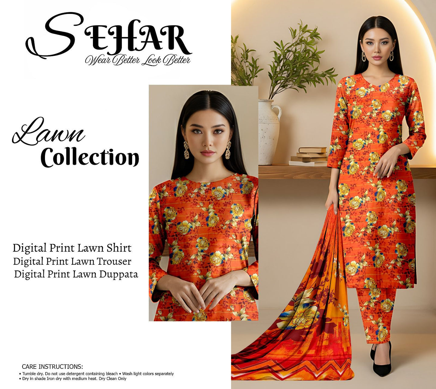 SAHAR DIGITAL LAWN THREE PIECE
