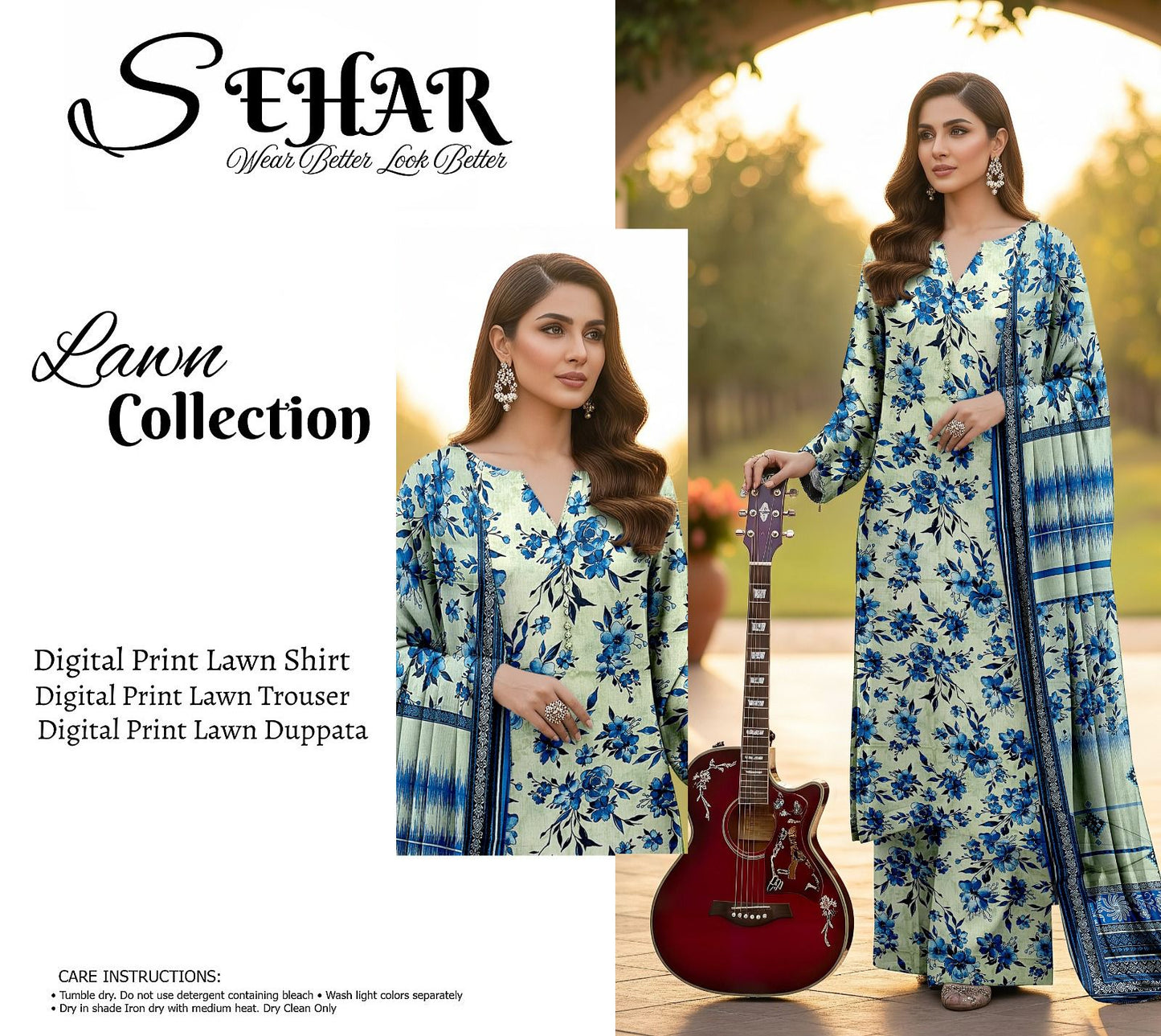 SAHAR DIGITAL LAWN THREE PIECE
