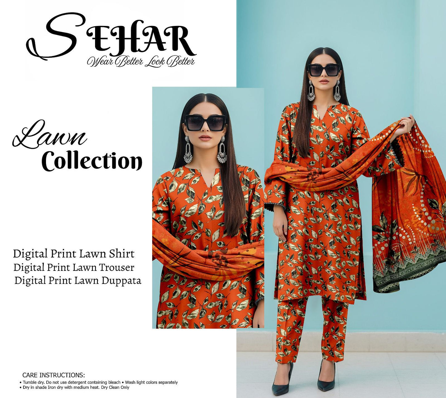 SAHAR DIGITAL LAWN THREE PIECE