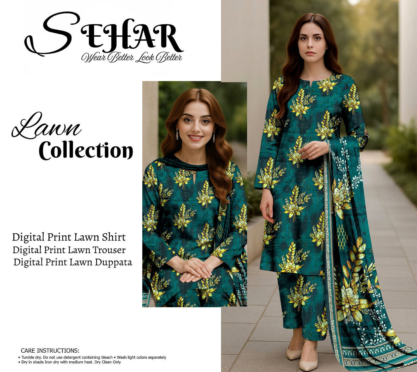 SAHAR DIGITAL LAWN THREE PIECE