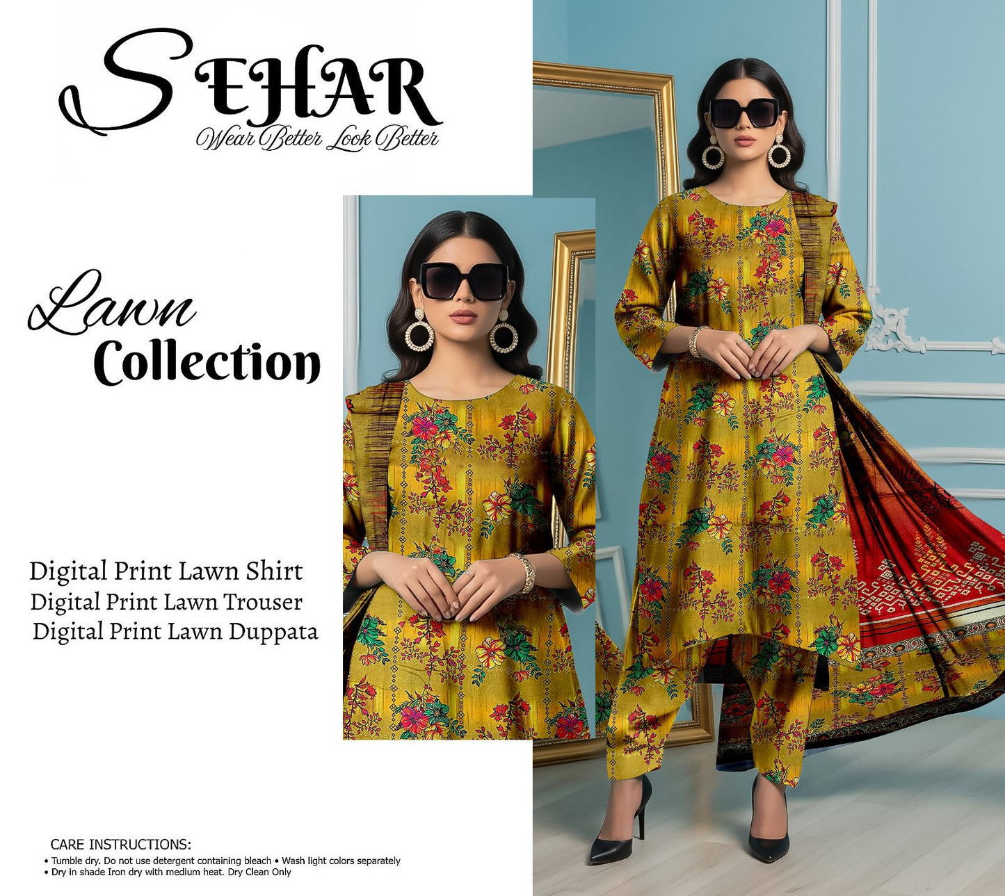SAHAR DIGITAL LAWN THREE PIECE