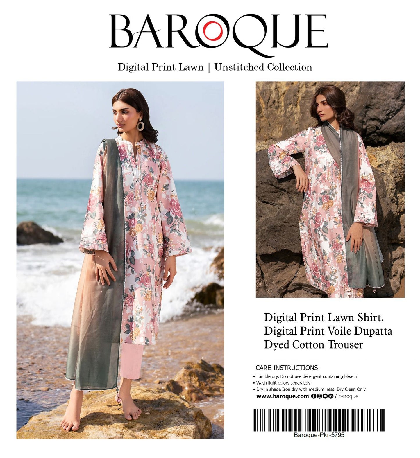 3 PIECE - BAROQUE LAWN THREE PIECE