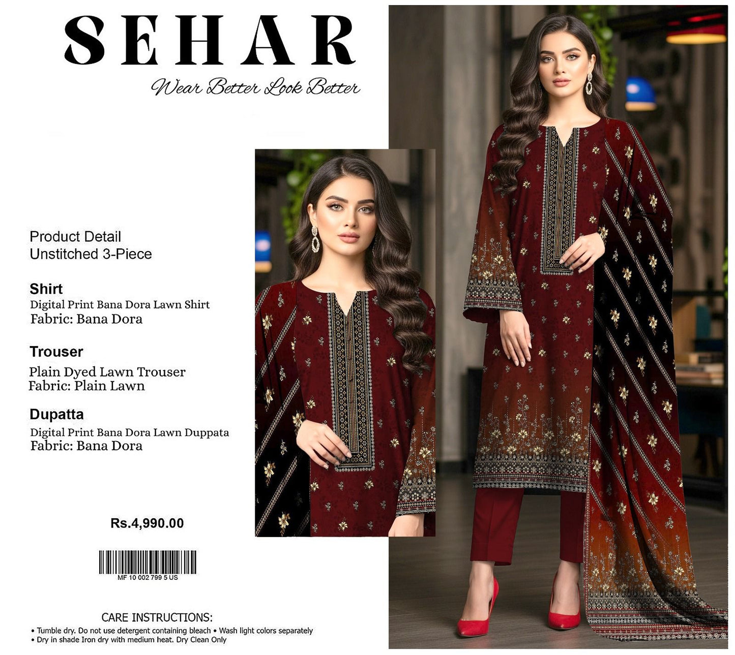 SEHAR DORYA LAWN THREE PIECE