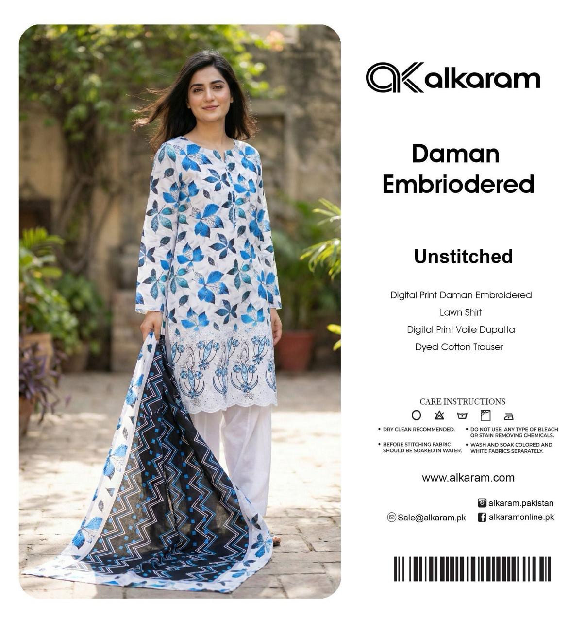 3 PIECE -AL KARAM EMBROIDERY LAWN