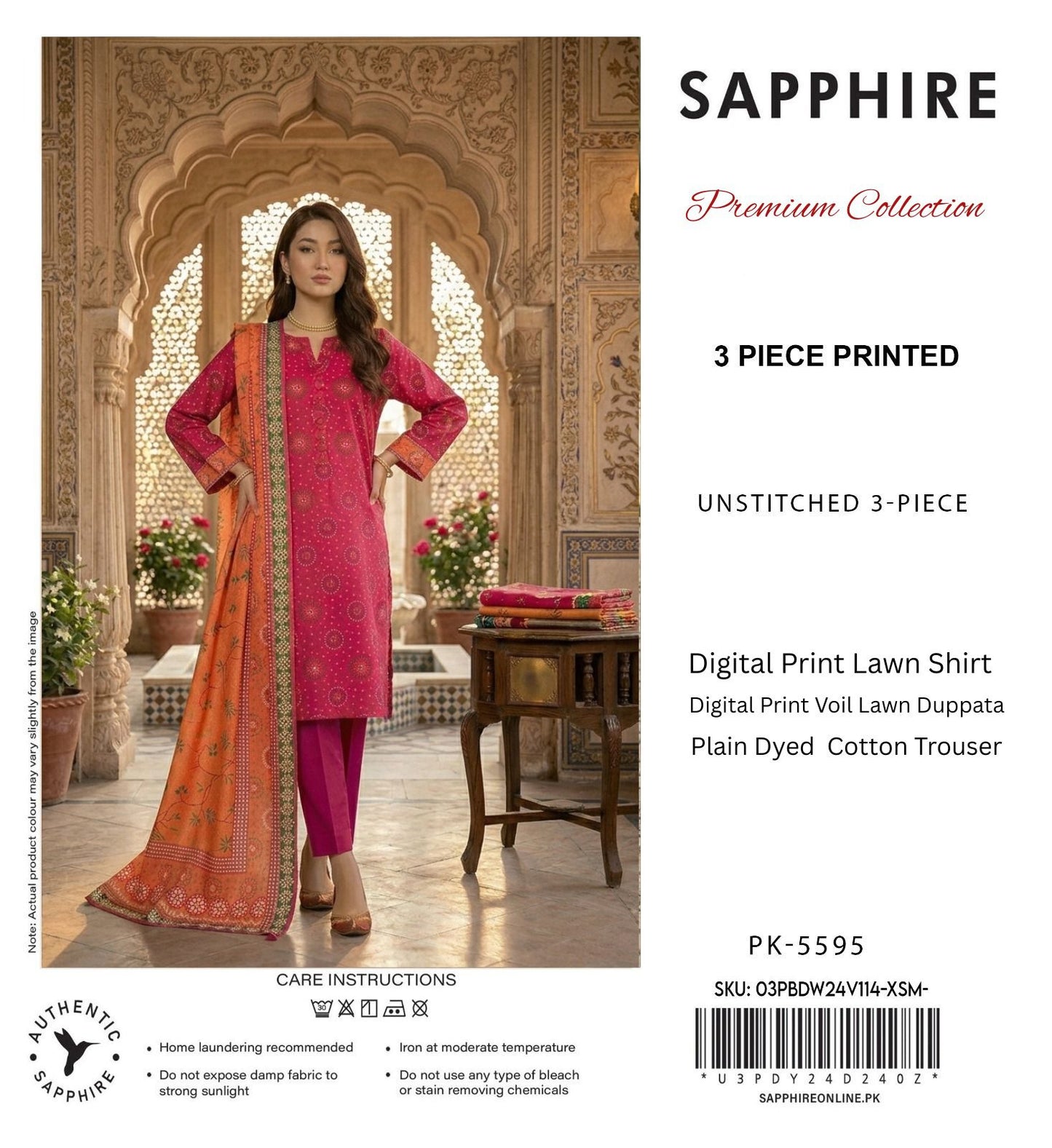 SAPPHIRE LAWN THREE PIECE
