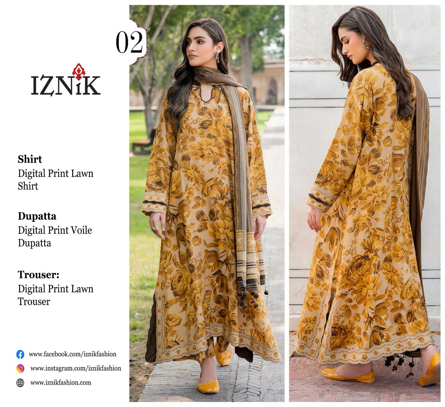 IZNIK LAWN THREE PIECE