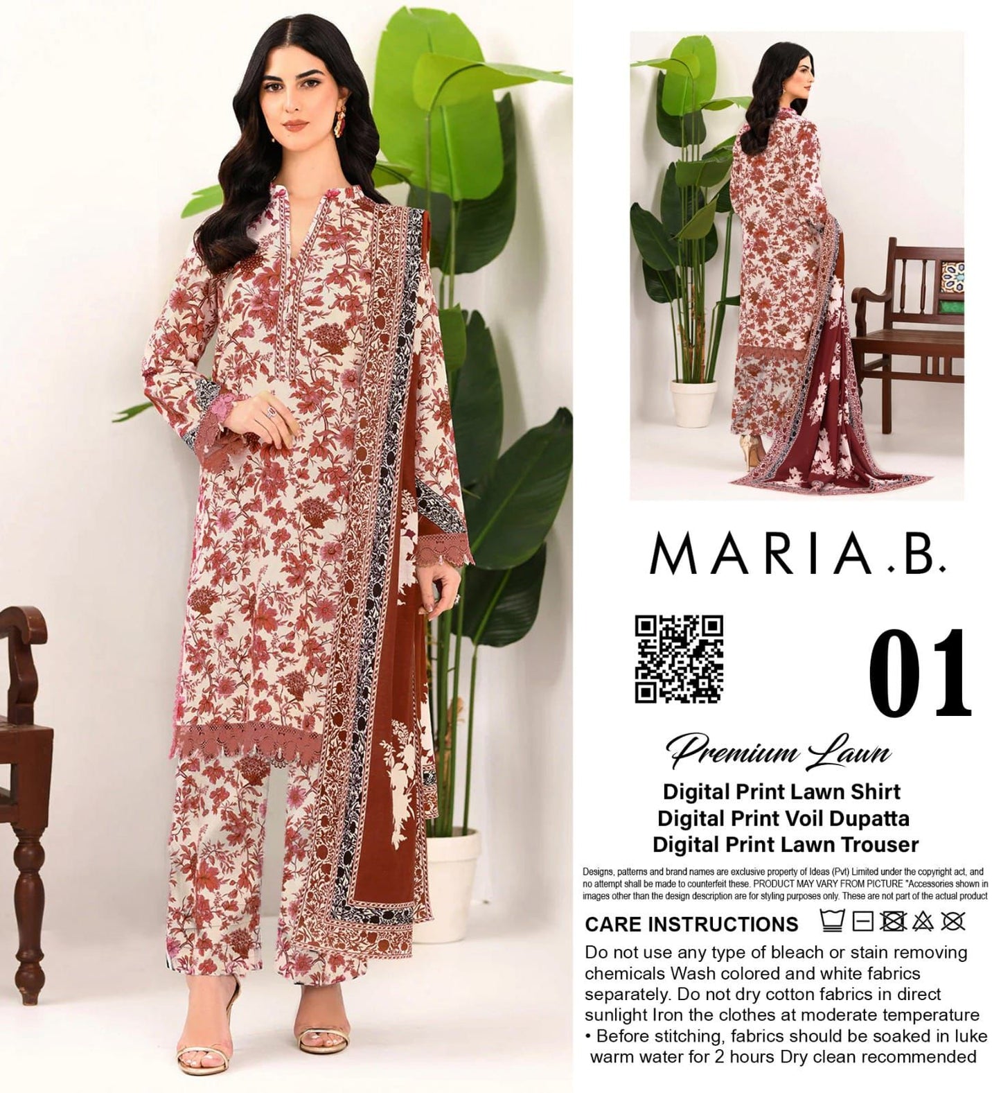 MARIA-B LAWN THREE PIECE