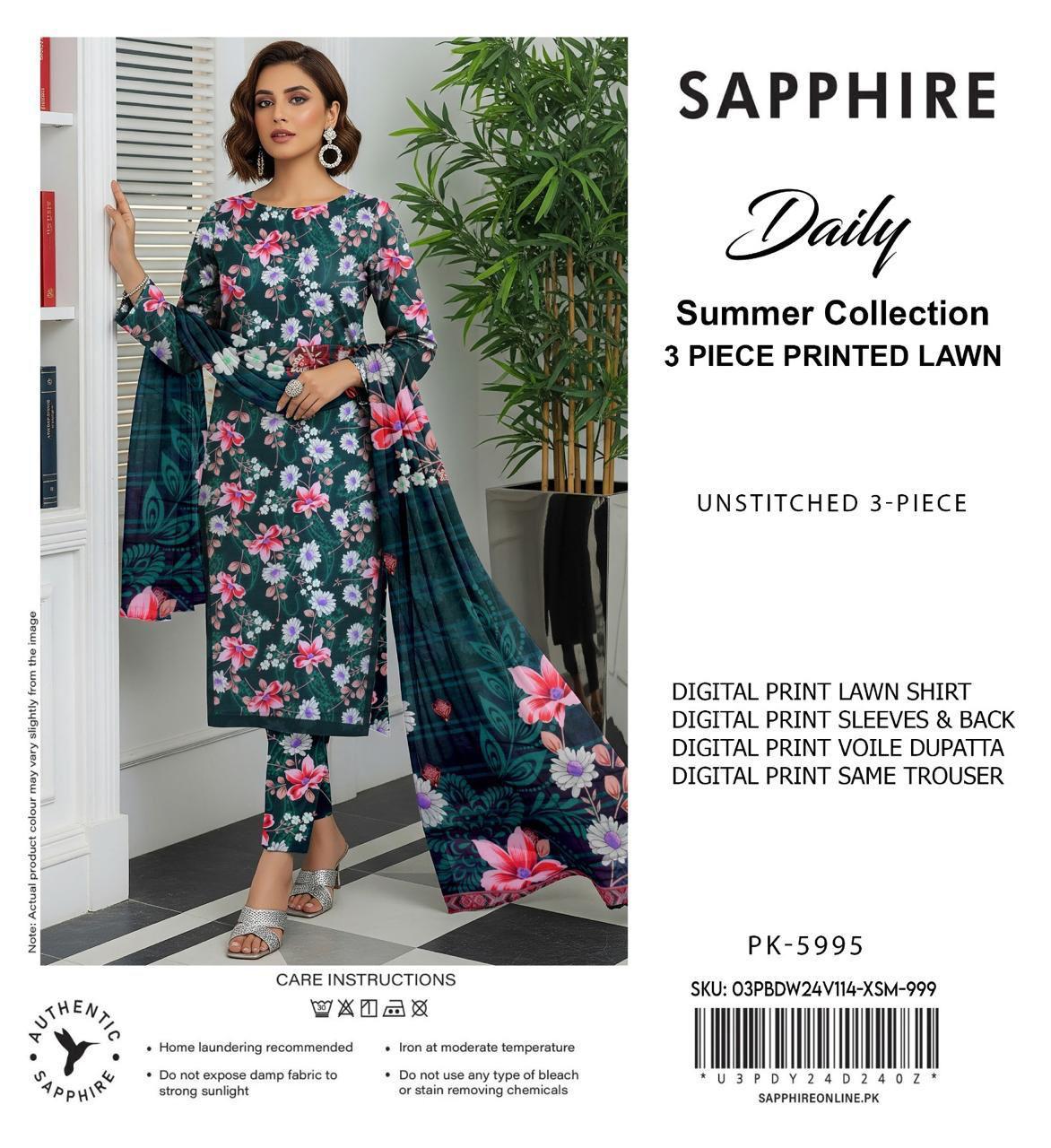 3-PIECE SAPPHIRE LAWN PRINTED