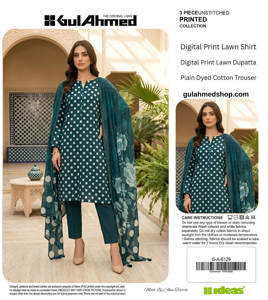 GUL AHMAD LAWN THREE PIECE
