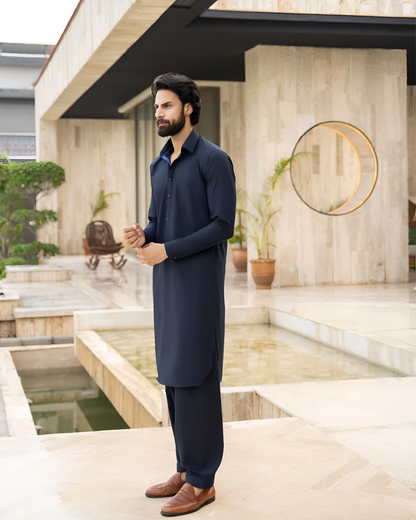 NAVY BLUE WASHING WEAR UNSTITCHED
