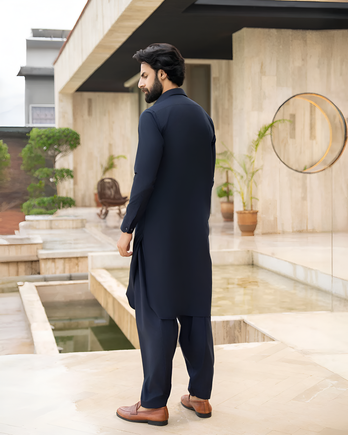 NAVY BLUE WASHING WEAR UNSTITCHED