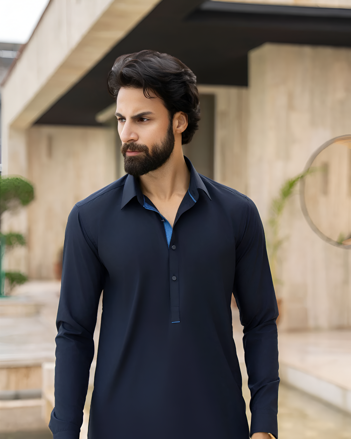 NAVY BLUE WASHING WEAR UNSTITCHED