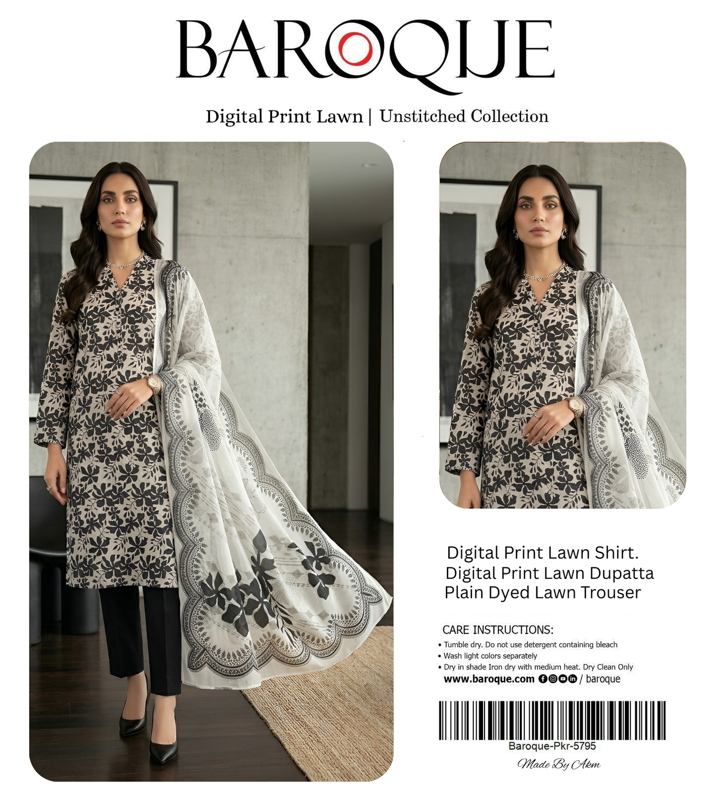 BAROQUE LAWN THREE PIECE
