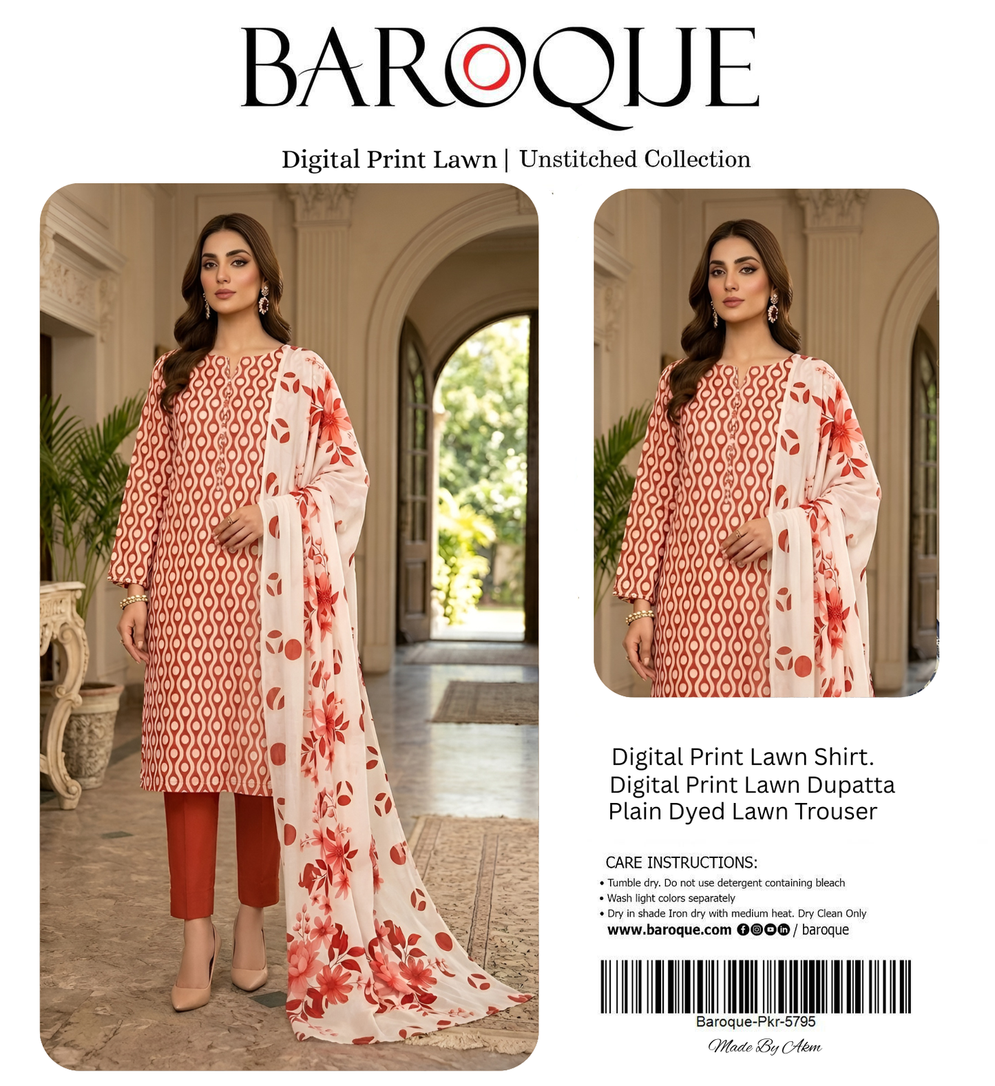 BAROQUE LAWN THREE PIECE