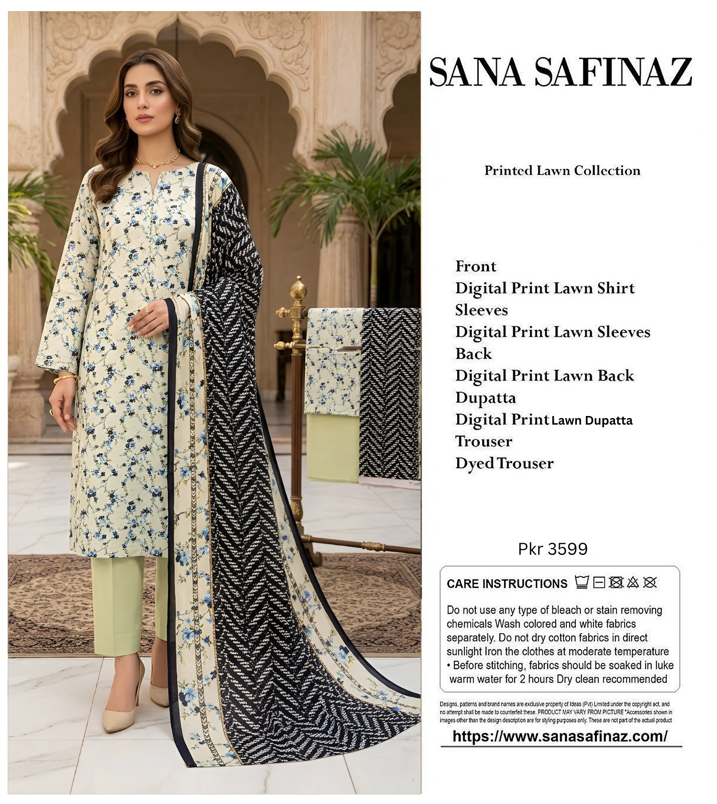 SANA SAFINA LAWN THREE PIECE
