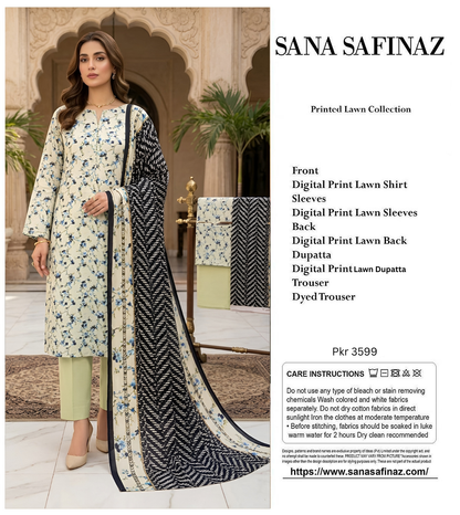 SANA SAFINA LAWN THREE PIECE