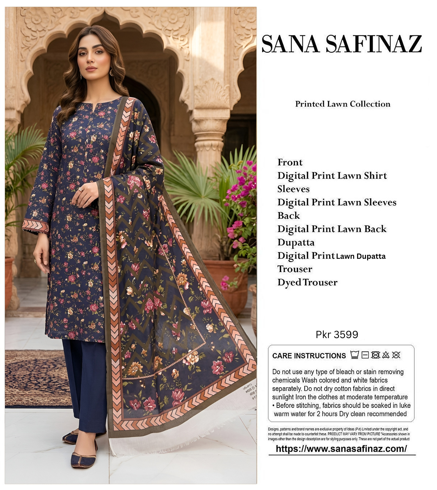 SANA SAFINA LAWN THREE PIECE