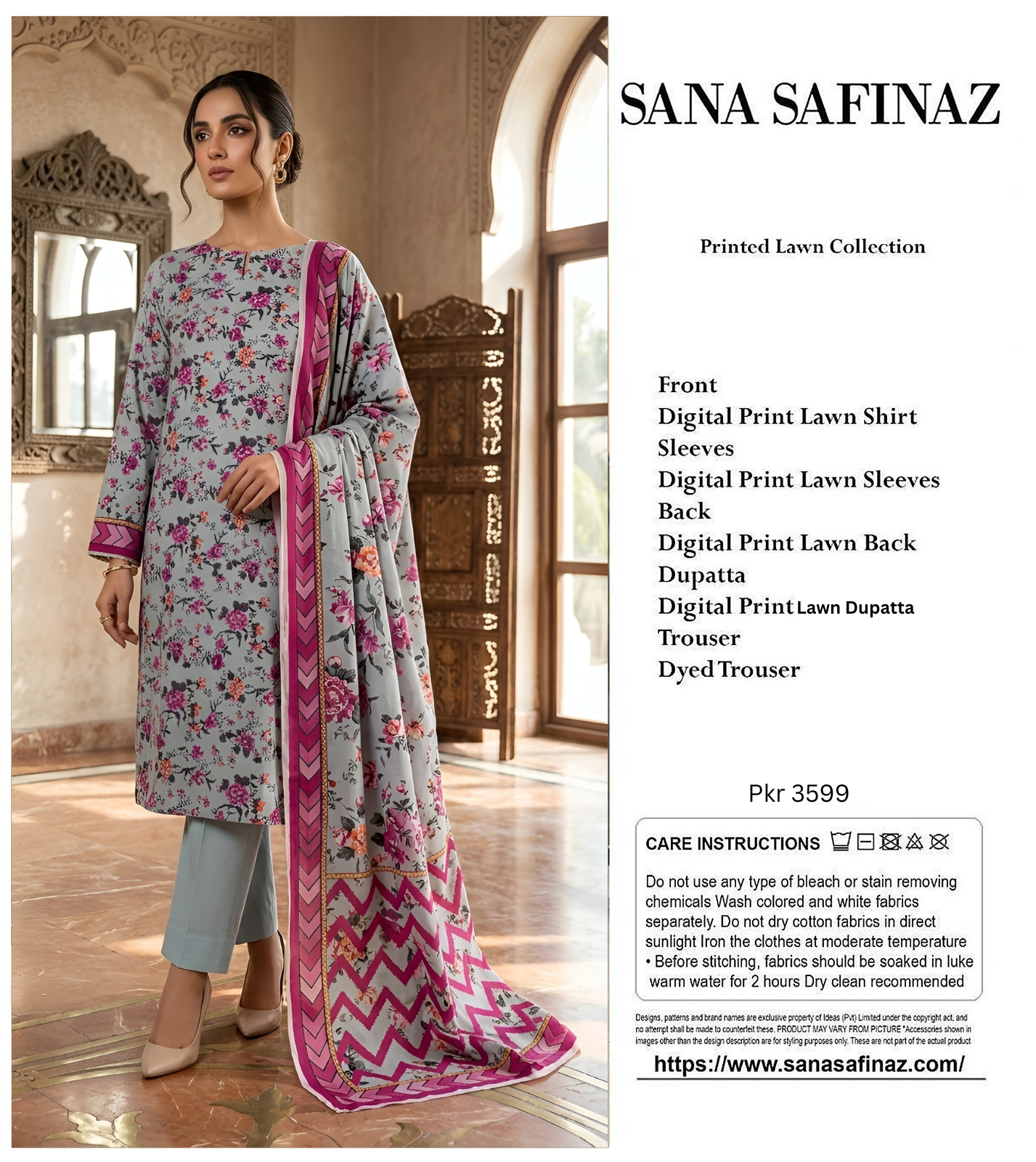 SANA SAFINA LAWN THREE PIECE