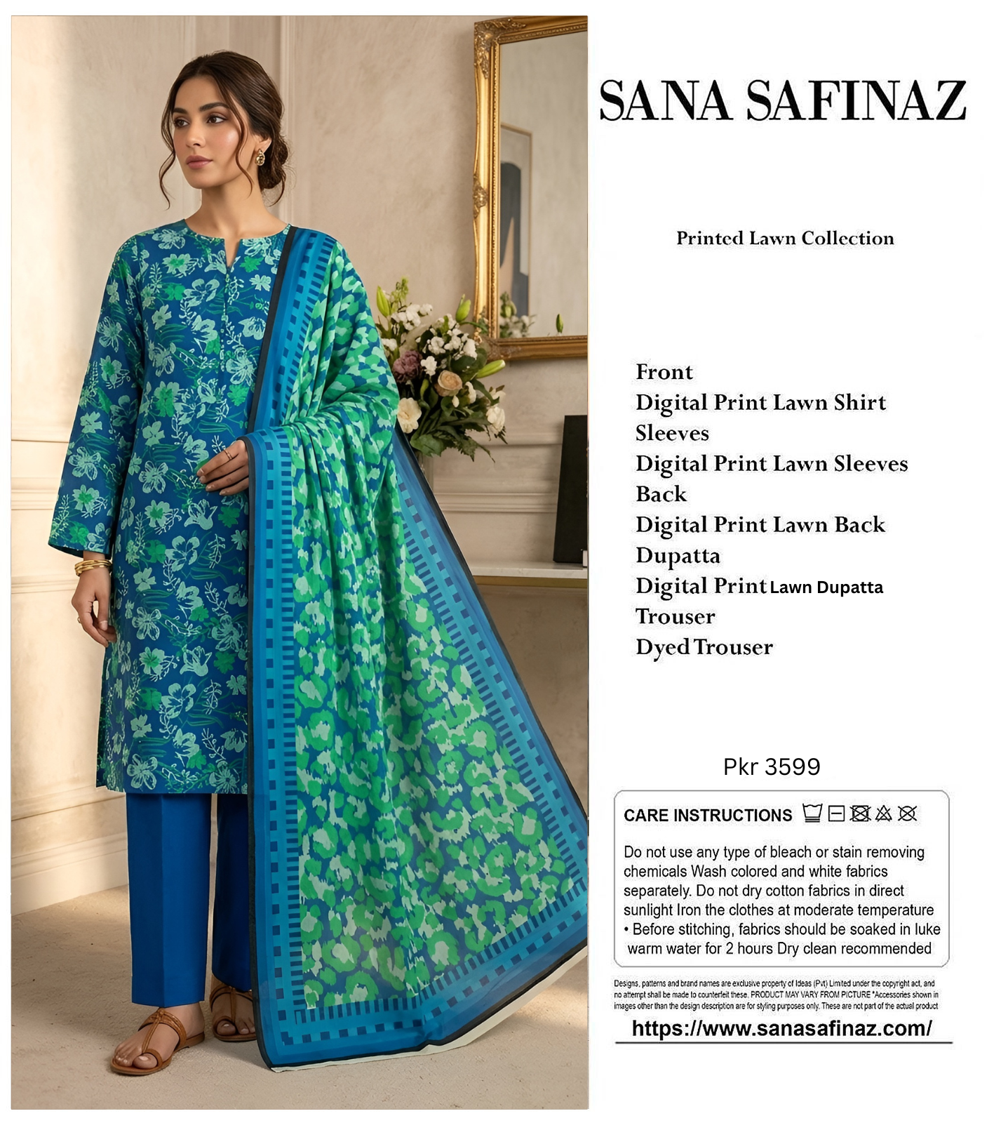 SANA SAFINA LAWN THREE PIECE