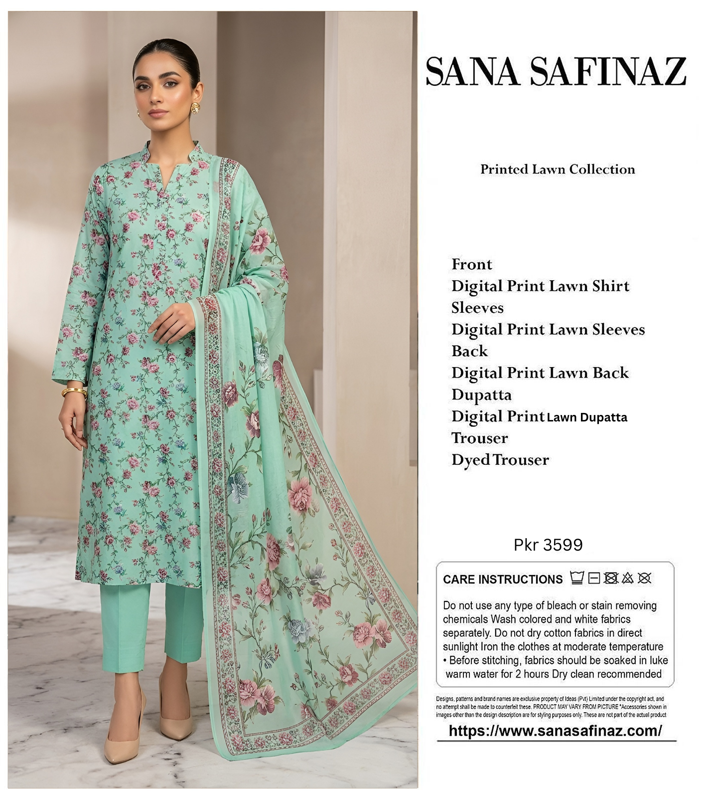SANA SAFINA LAWN THREE PIECE