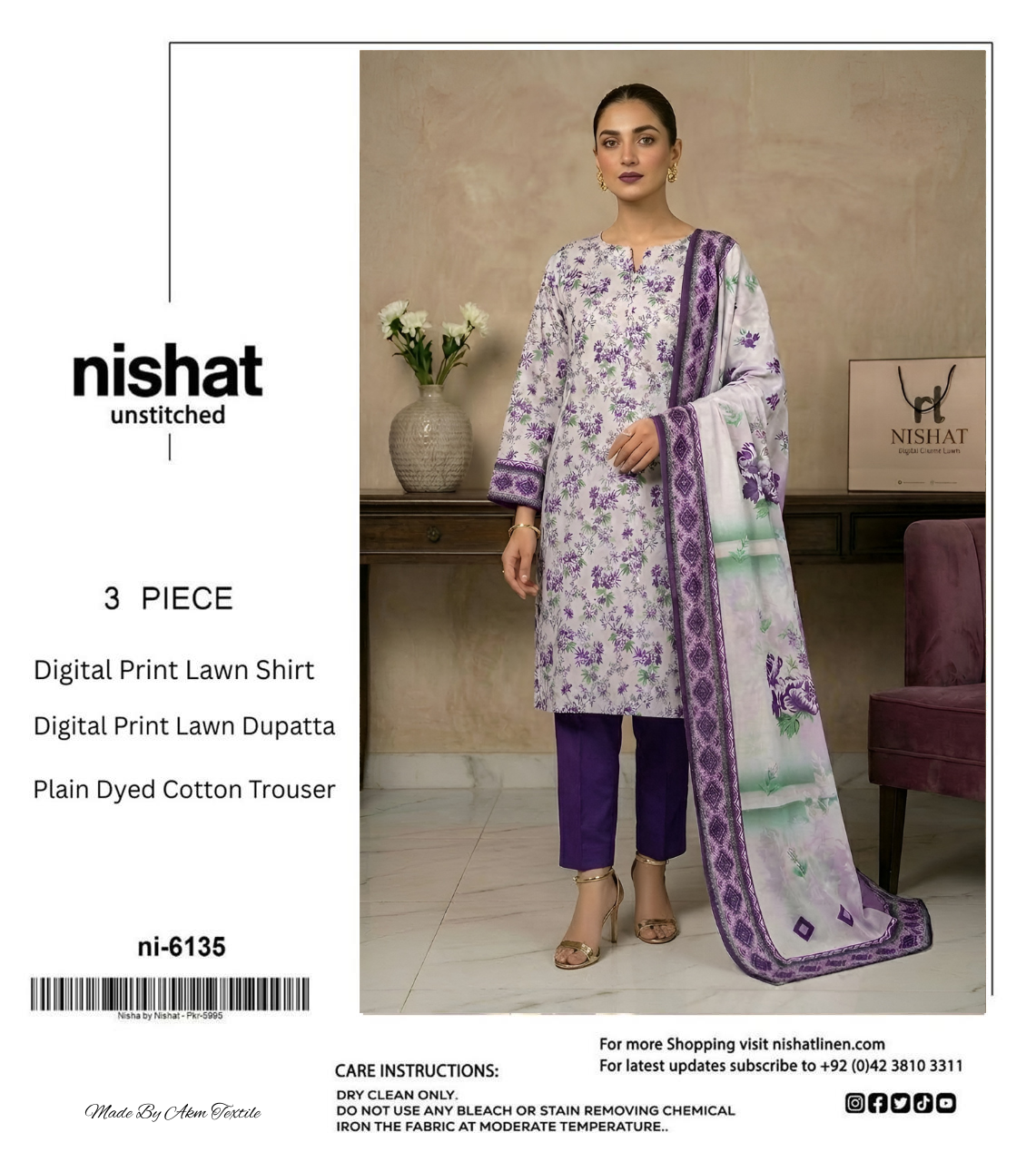 NISHAT LAWN THREE PIECE