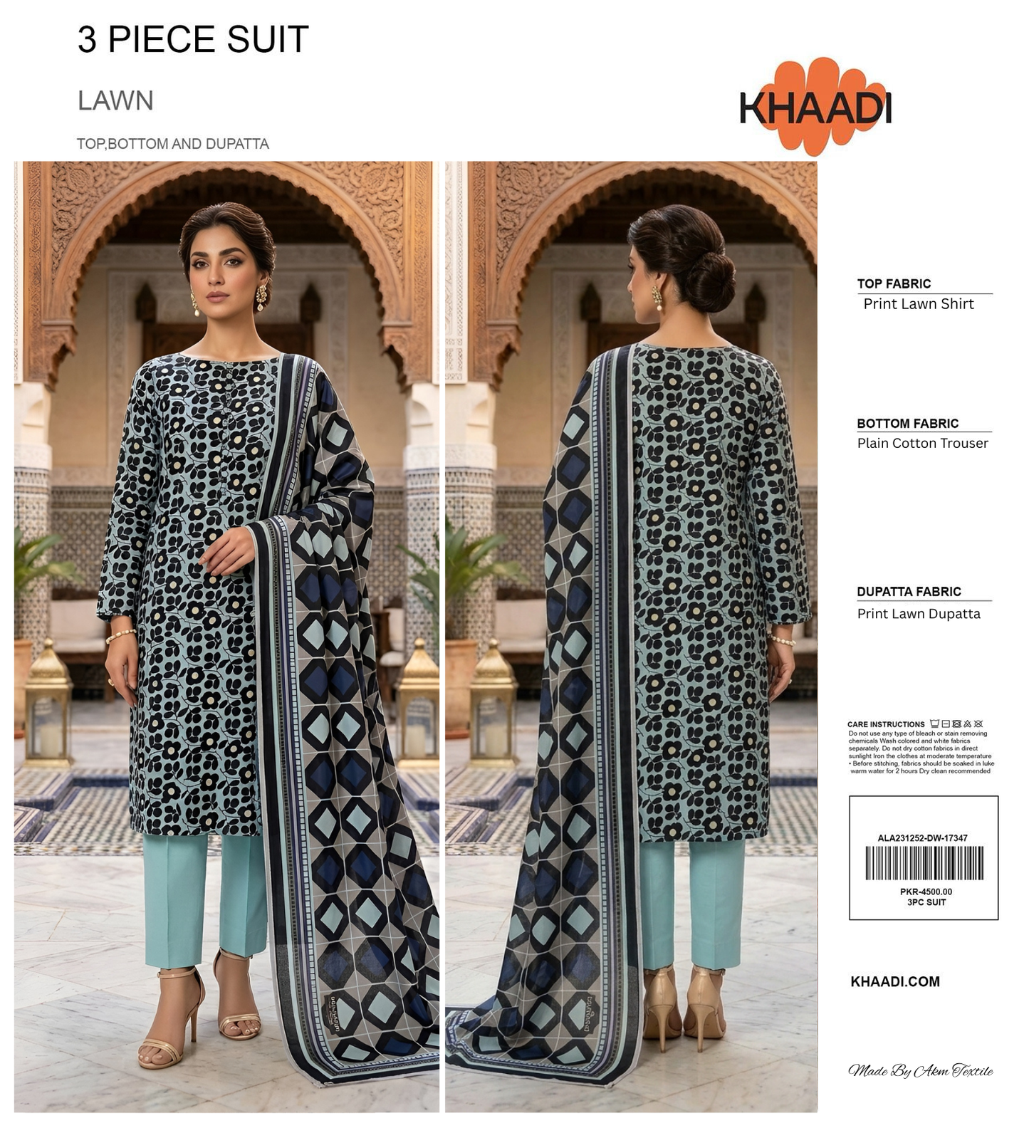 KHAADI LAWN THREE PIECE