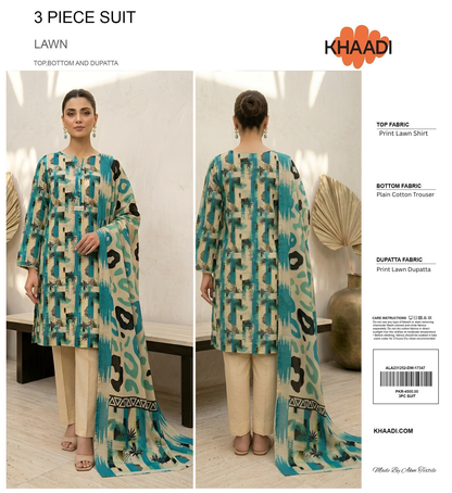 KHAADI LAWN THREE PIECE