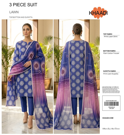 KHAADI LAWN THREE PIECE