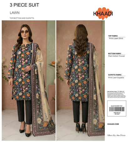 KHAADI LAWN THREE PIECE