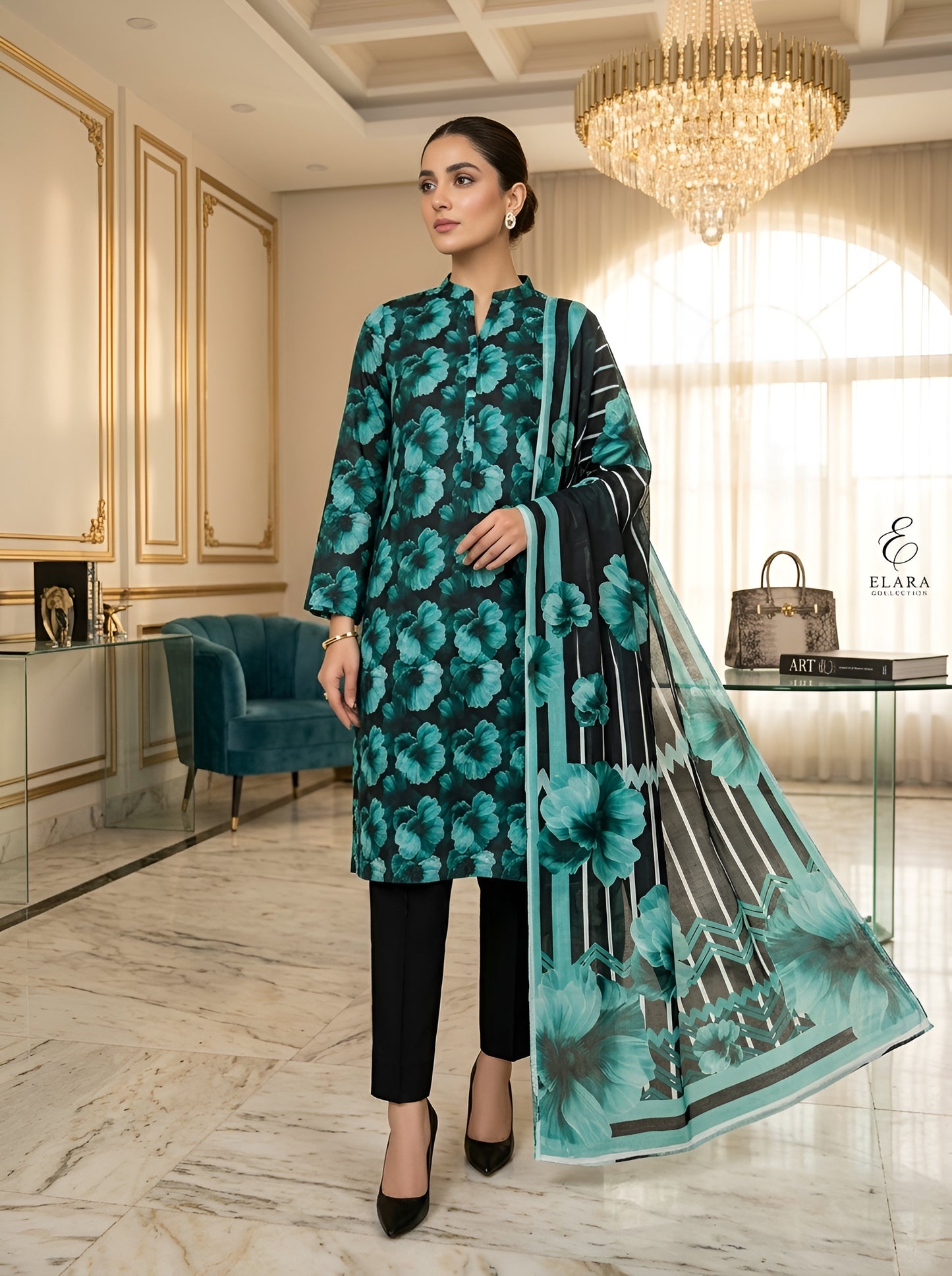 SAPPHIRE LAWN THREE PIECE